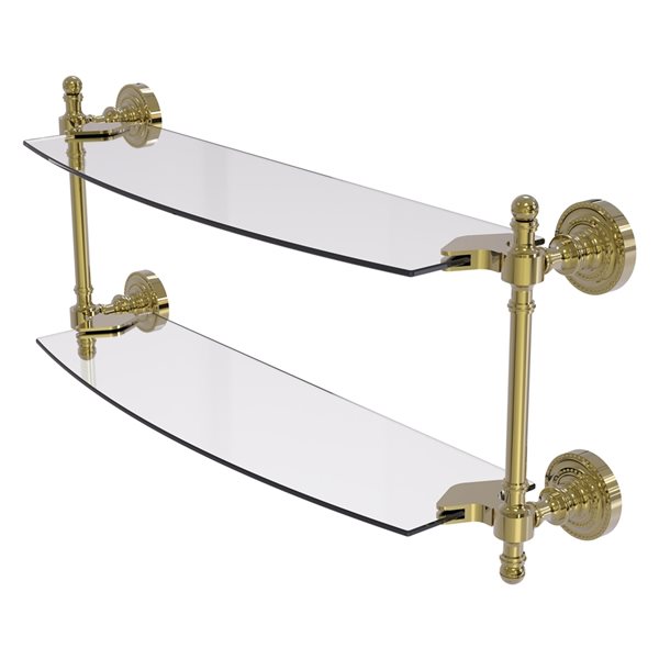 Allied Brass Retro Dot Unlacquered Brass 18-in Two Tiered Glass Shelf