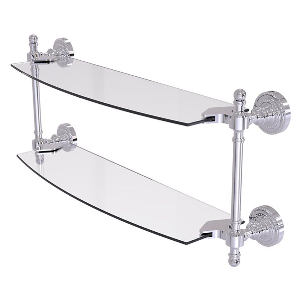 Allied Brass Retro Dot Polished Chrome 18-in Two Tiered Glass Shelf