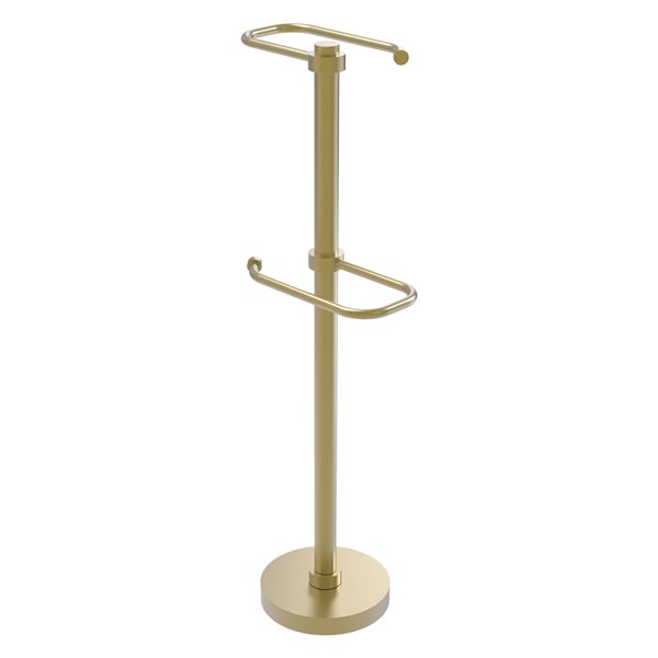 Allied Brass Satin Brass 2-Roll Freestanding Brass Toilet Paper Holder