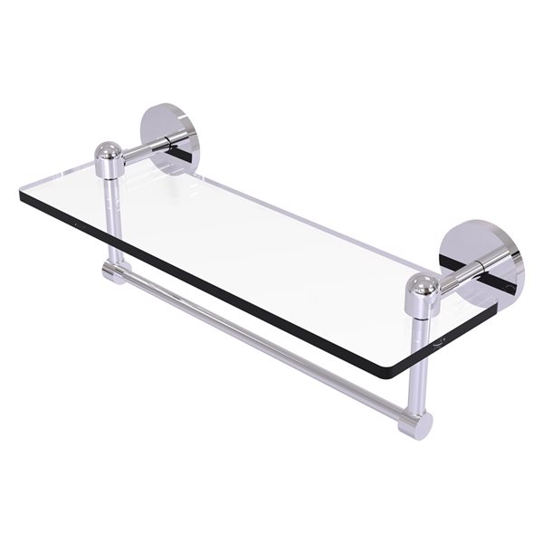 Allied Brass Tango Polished Chrome Wall Mount Glass Bathroom Shelf with Towel Bar
