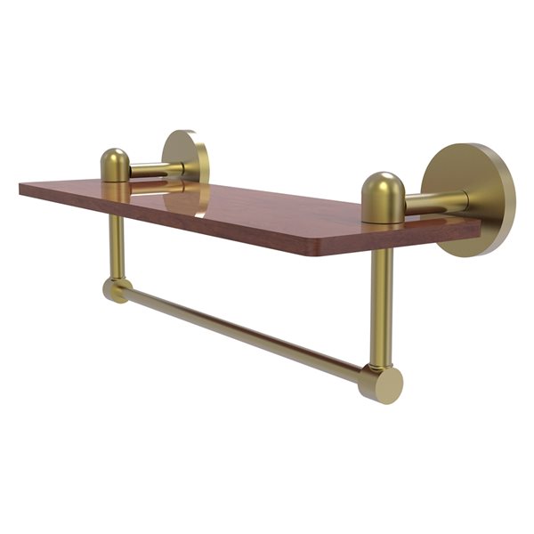 Allied Brass Tango Satin Brass Wall Mount Wood Bathroom Shelf with