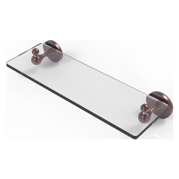 Allied Brass Shadwell Antique Copper Wall Mount Glass Bathroom Shelf with Bevelled Edges