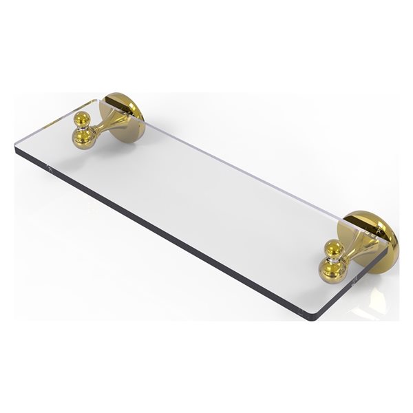 Allied Brass Shadwell Polished Brass Wall Mount Glass Bathroom Shelf with Bevelled Edges