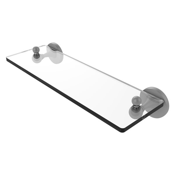 Allied Brass Shadwell Matte Grey Wall Mount Glass Bathroom Shelf with Bevelled Edges