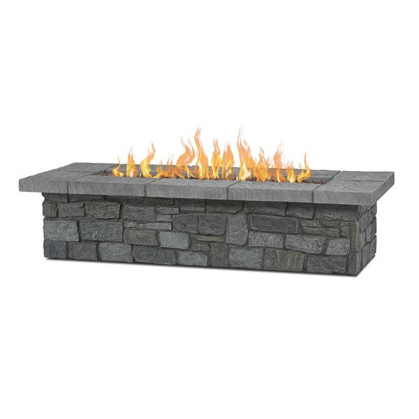 Foyer Extérieur au Propane Rectangulaire de 66 po Sedona en Gris par Real Flame