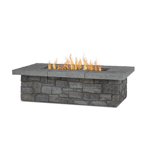 Real Flame Sedona 52" Rectangle Outdoor Propane Fire Table in Gray with Natural Gas Conversion Kit