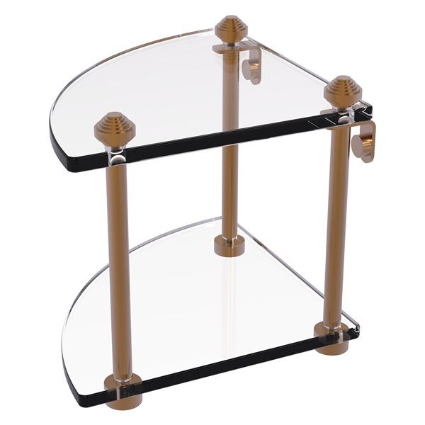 Allied Brass Southbeach Brushed Bronze 2-Tier Glass Wall Mount Bathroom Shelf