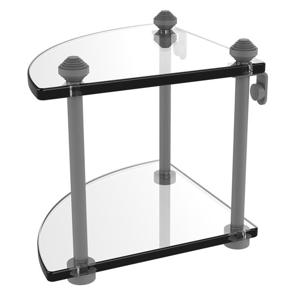 Allied Brass Southbeach Matte Grey 2-Tier Glass Wall Mount Bathroom Shelf