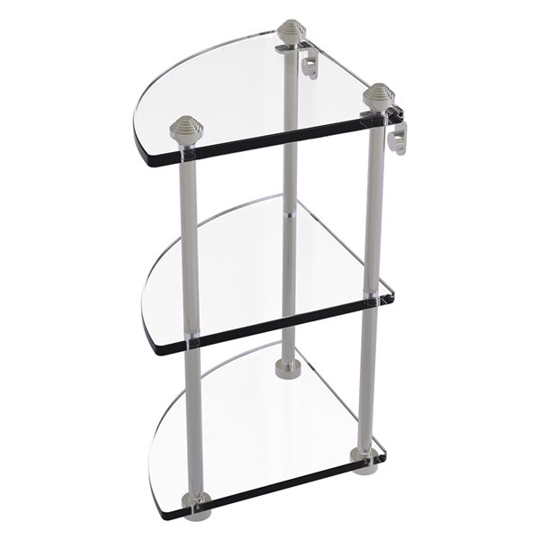Allied Brass Southbeach Satin Nickel 3-Tier Glass Wall Mount Bathroom Shelf