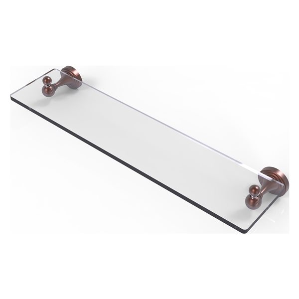 Allied Brass Sag Harbor 22-in Antique Copper 1-Tier Glass Wall Mount Vanity Shelf