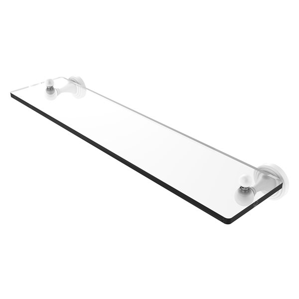 Allied Brass Sag Harbor 22-in Matte White 1-Tier Glass Wall Mount Vanity Shelf