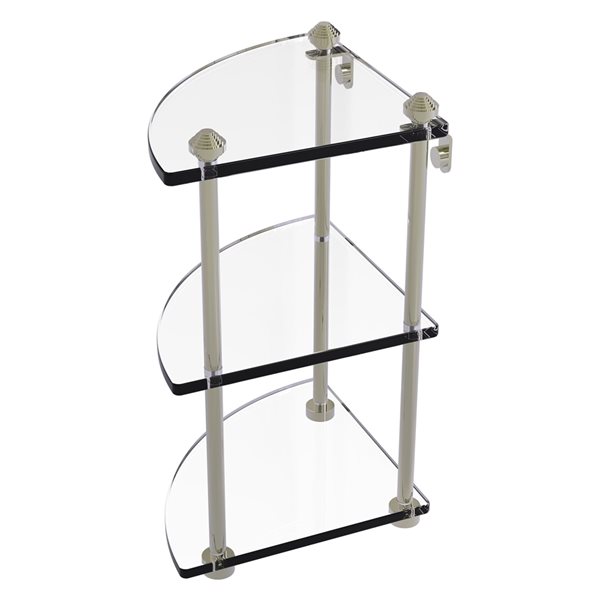Allied Brass Southbeach Polished Nickel 3-Tier Glass Wall Mount Bathroom Shelf