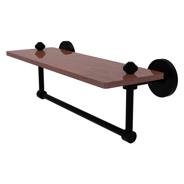 Allied Brass Southbeach 16-in Matte Black 1-Tier Wood Wall Mount Bathroom Shelf