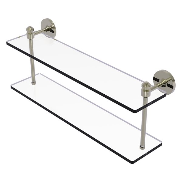 Allied Brass Southbeach 22-in Polished Nickel 2-Tier Glass Wall Mount Bathroom Shelf