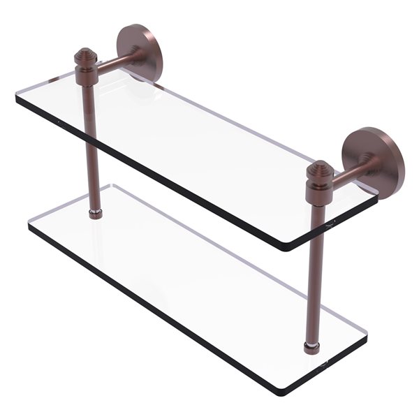 Allied Brass Southbeach 16-in Antique Copper 2-Tier Glass Wall Mount Bathroom Shelf