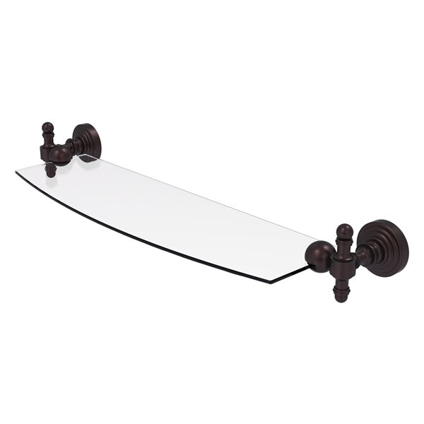 Allied Brass Retro Wave 18-in 1-Tier Glass Wall Mount Bathroom Shelf in Antique Bronze