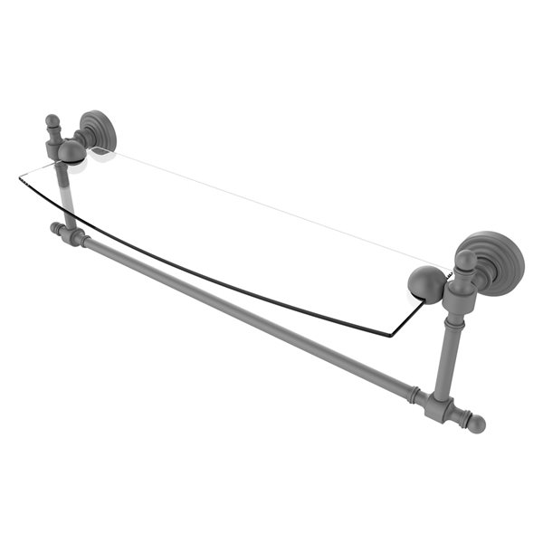 Allied Brass Retro Wave 18-in Matte Grey 1-Tier Glass Wall Mount Bathroom Shelf