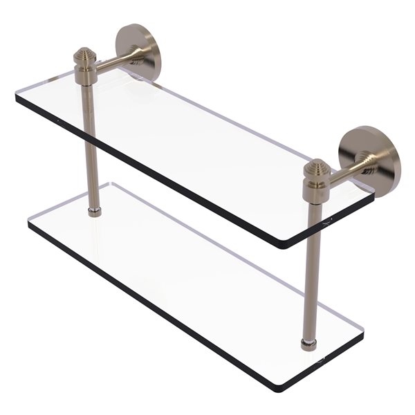 Allied Brass Southbeach 16-in Antique Pewter 2-Tier Glass Wall Mount Bathroom Shelf
