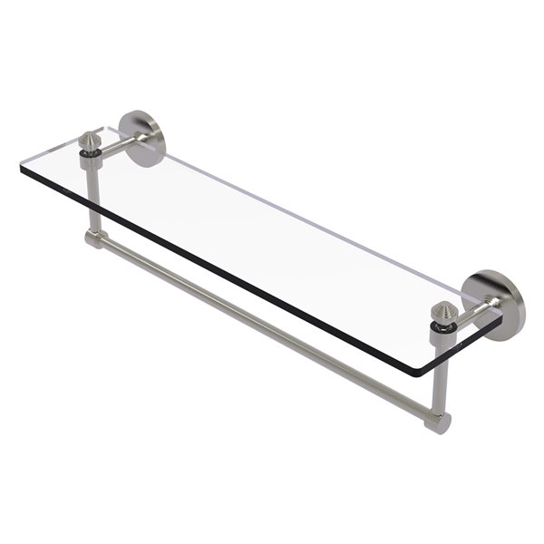 Allied Brass Southbeach 22-in Satin Nickel 1-Tier Glass Wall Mount Bathroom Shelf