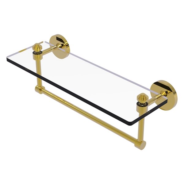 Allied Brass Southbeach 16-in Polished Brass 1-Tier Glass Wall Mount Bathroom Shelf
