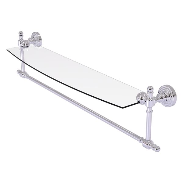 Allied Brass Retro Wave 24-in Polished Chrome 1-Tier Glass Wall Mount Bathroom Shelf