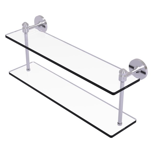 Allied Brass Southbeach 22-in Satin Chrome 2-Tier Glass Wall Mount Bathroom Shelf
