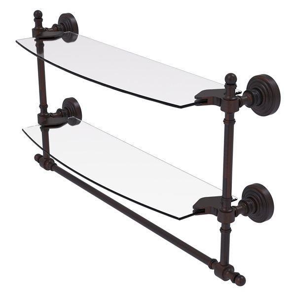 Allied Brass Retro Wave 18-in Venetian Bronze 2-Tier Glass Wall Mount Bathroom Shelf