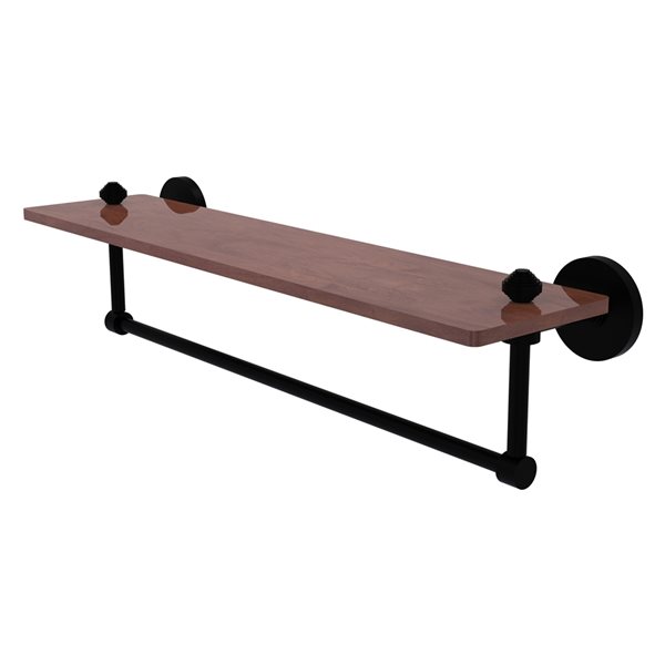 Allied Brass Southbeach 22-in Wood Wall Mount Bathroom Shelf in Matte Black