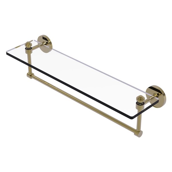 Allied Brass Southbeach 22-in Unlacquered Brass 1-Tier Glass Wall Mount Bathroom Shelf