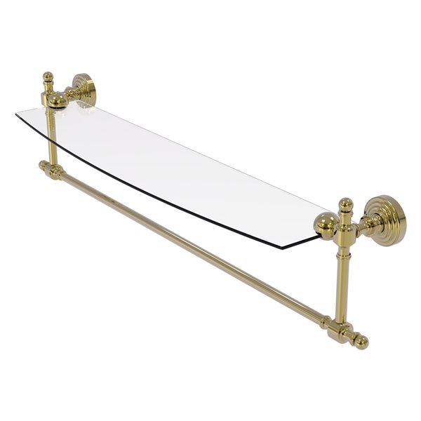 Allied Brass Retro Wave 24-in Unlacquered Brass 1-Tier Glass Wall Mount Bathroom Shelf