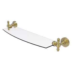 Allied Brass Retro Wave 18-in 1-Tier Glass Wall Mount Bathroom Shelf in Satin Brass