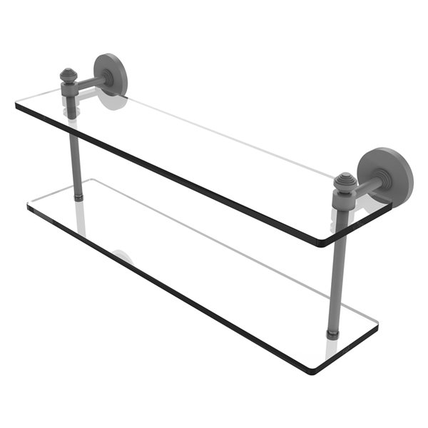Allied Brass Southbeach 22-in Matte Grey 2-Tier Glass Wall Mount Bathroom Shelf