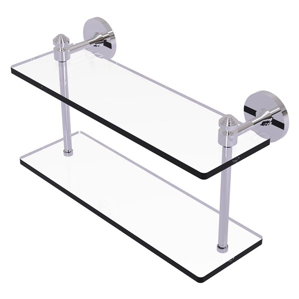 Allied Brass Southbeach 16-in Polished Chrome 2-Tier Glass Wall Mount Bathroom Shelf