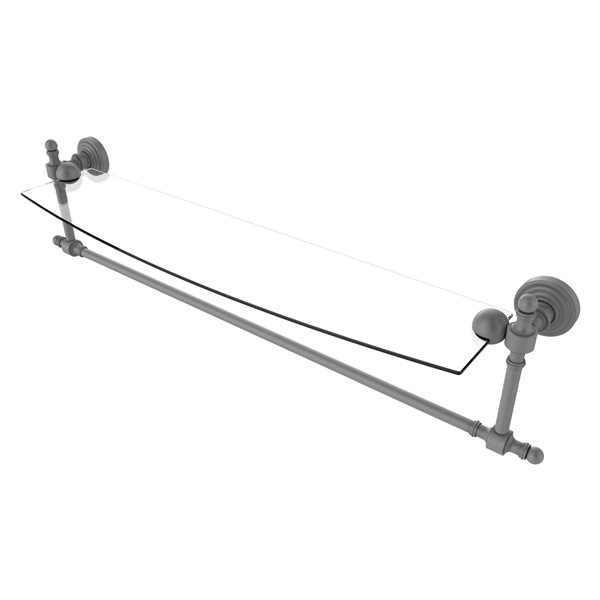 Allied Brass Retro Wave 24-in Matte Grey 1-Tier Glass Wall Mount Bathroom Shelf