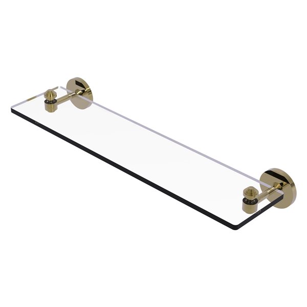 Allied Brass Southbeach 22-in Unlacquered Brass Glass Wall Mount Bathroom Shelf