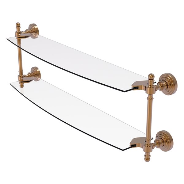 Allied Brass Retro Wave 24-in Brushed Bronze Two Tiered Glass Wall Mount Bathroom Shelf