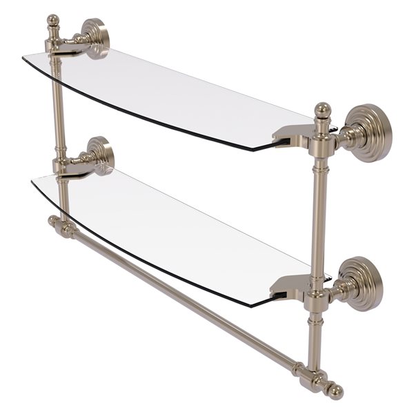 Allied Brass Retro Wave 18-in Antique Pewter 2-Tier Glass Wall Mount Bathroom Shelf