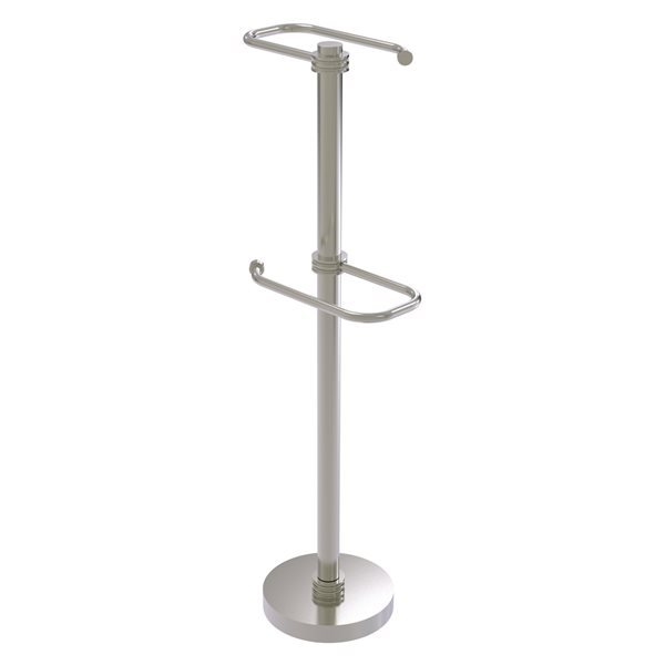 Allied Brass Satin Nickel Freestanding Two Roll Toilet Tissue Stand