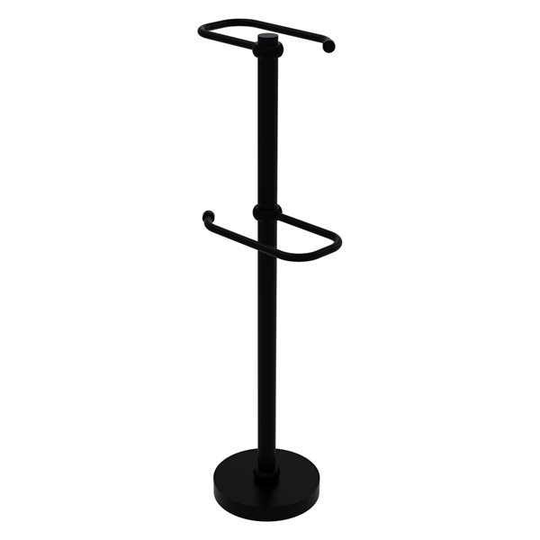 Allied Brass Matte Black Freestanding Two Roll Toilet Tissue Stand in