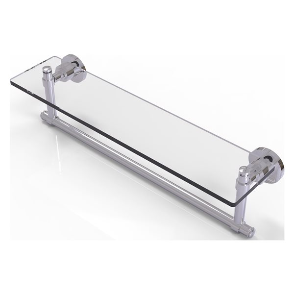 Allied Brass Washington Square Polished Chrome 22-in Glass Vanity Shelf with Integrated Towel Bar