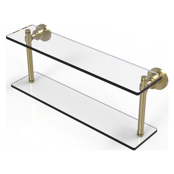 Allied Brass Washington Square Satin Brass Collection 22-in Two Tiered Glass Shelf