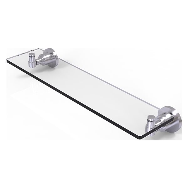 Allied Brass Washington Square Satin Chrome Collection 22-in Glass Vanity Shelf with Bevelled Edges