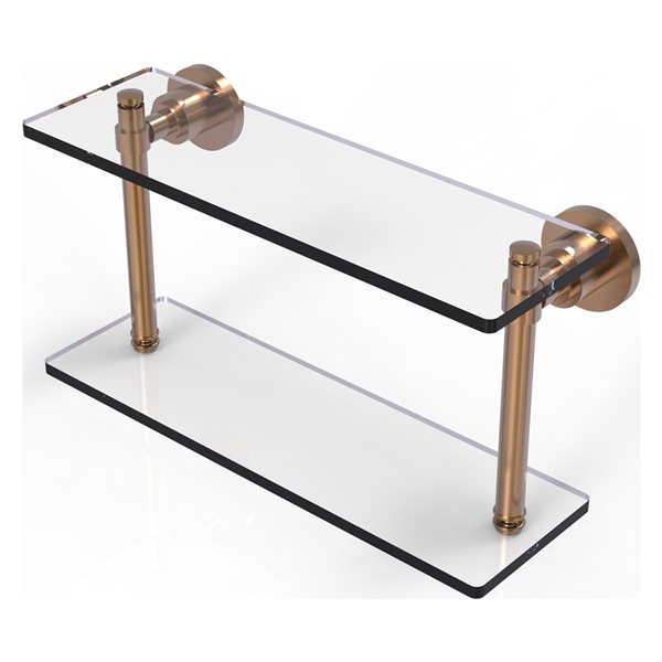 Allied Brass Washington Square Brushed Bronze Collection 16-in Two Tiered Glass Shelf
