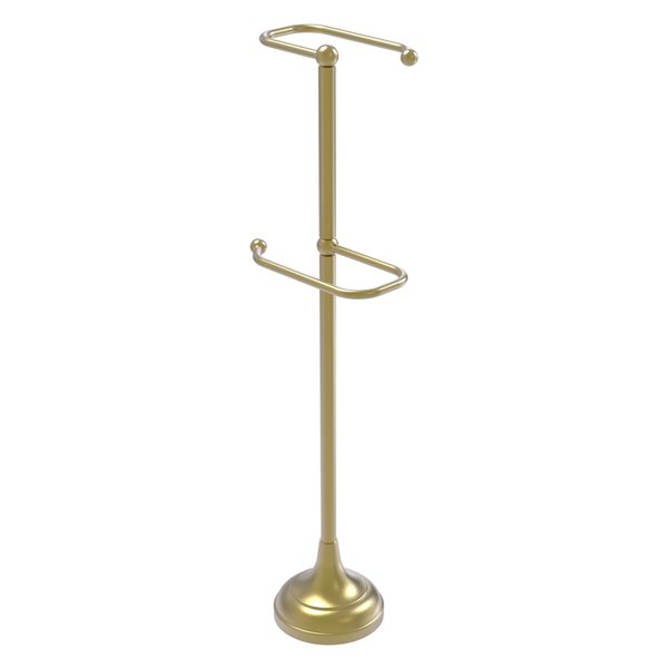 Allied Brass Freestanding Two Roll Toilet Tissue Stand in Satin Brass
