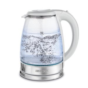 Art+Cook Illuminated 1000 Watt Electric Cordless Glass Kettle - White