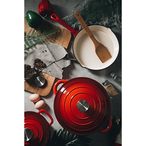 Hamilton Beach 10-in Cast Iron Fry Pan - Red