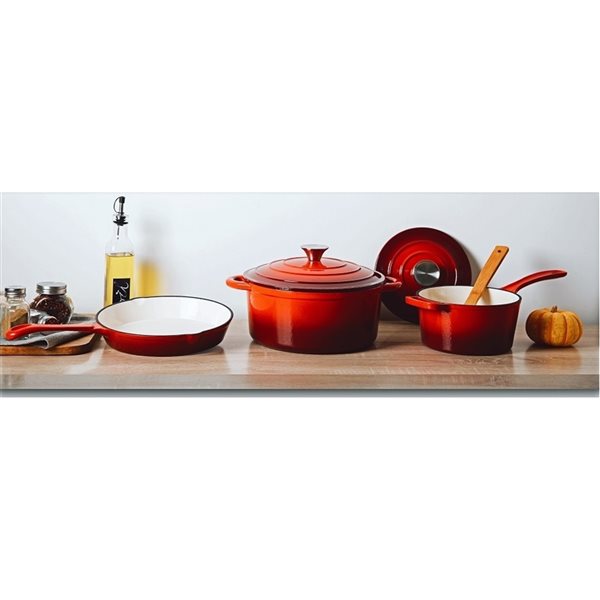 Hamilton Beach 10-in Cast Iron Fry Pan - Red