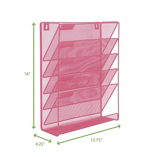 Mind Reader 4.25-in W x 16-in H Pink 6-Tier Mounted Metal File Organizer