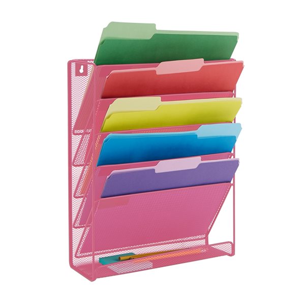 Mind Reader 4.25-in W x 16-in H Pink 6-Tier Mounted Metal File Organizer