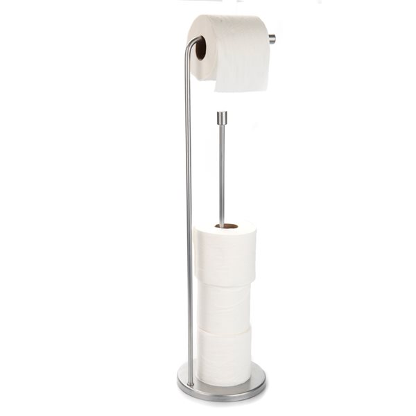 Mind Reader Silver Freestanding Single Post Toilet Paper Holder